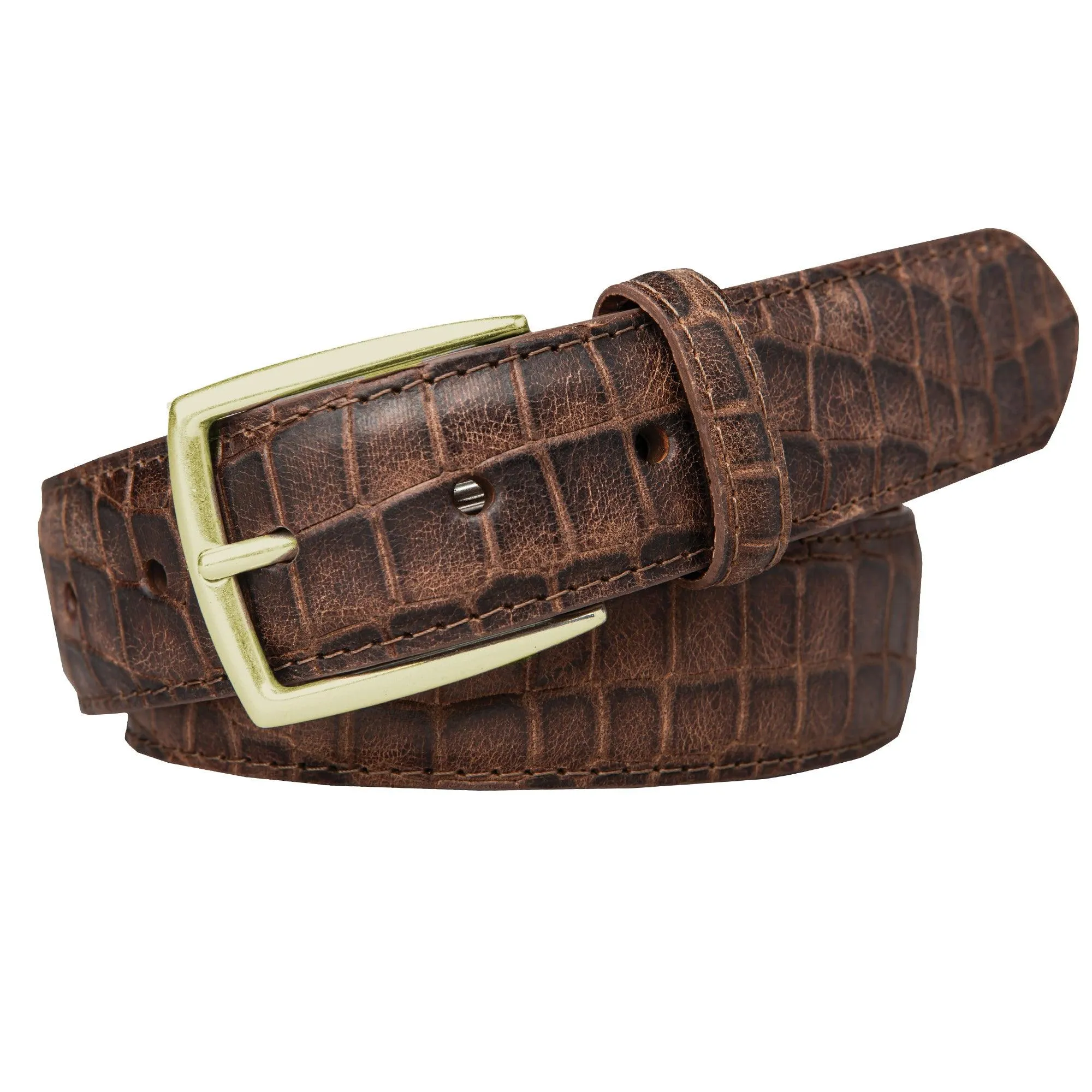 1 3/8" Embossed Dragon Belt - Cognac