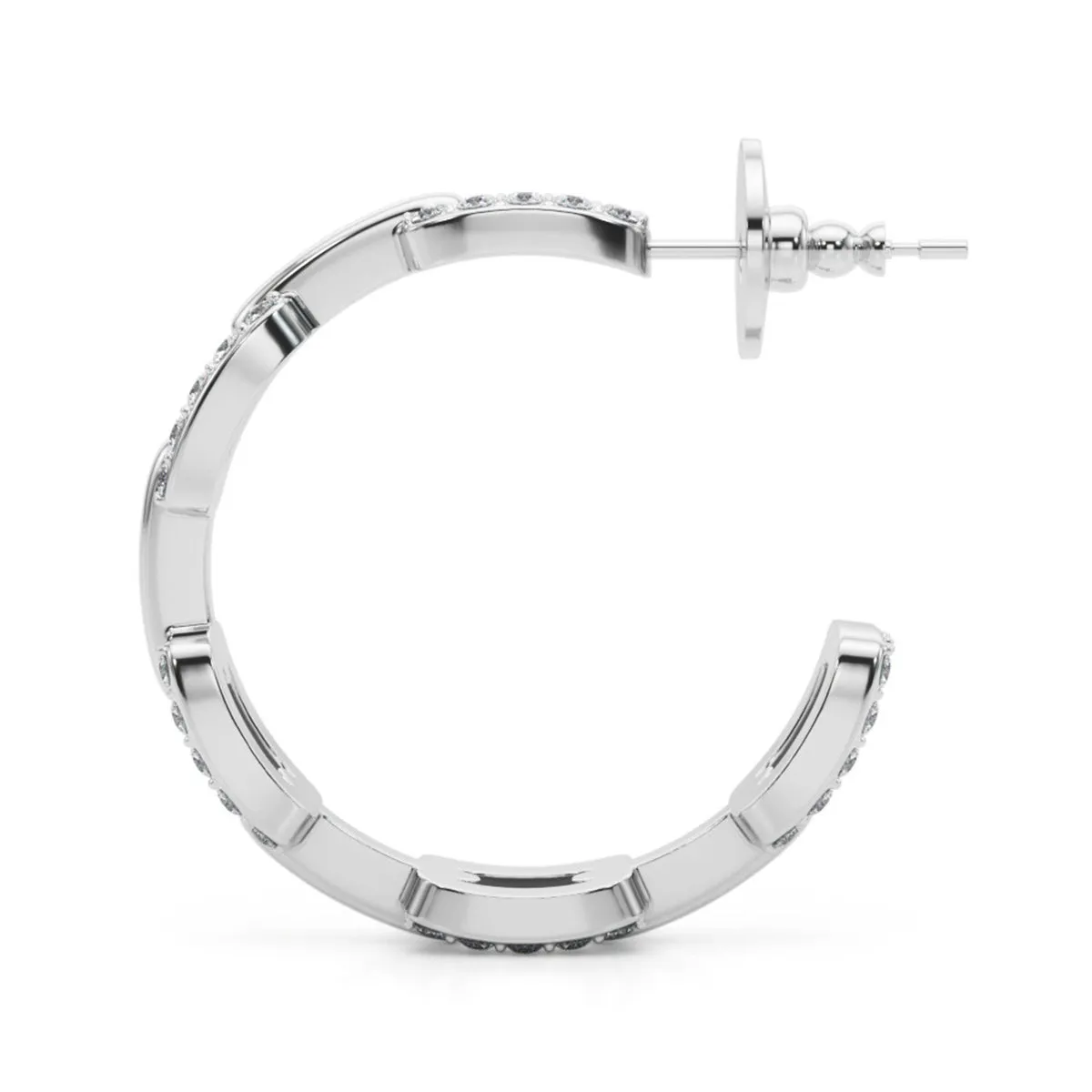 1 Carat Tw Diamond Links Hoop Earrings In 14K White Gold