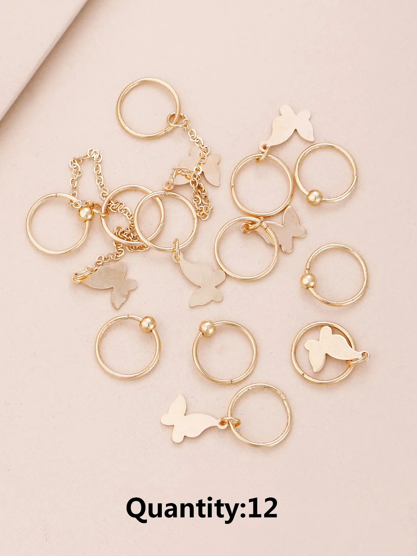 12pcs Butterfly Decor Hair Ring