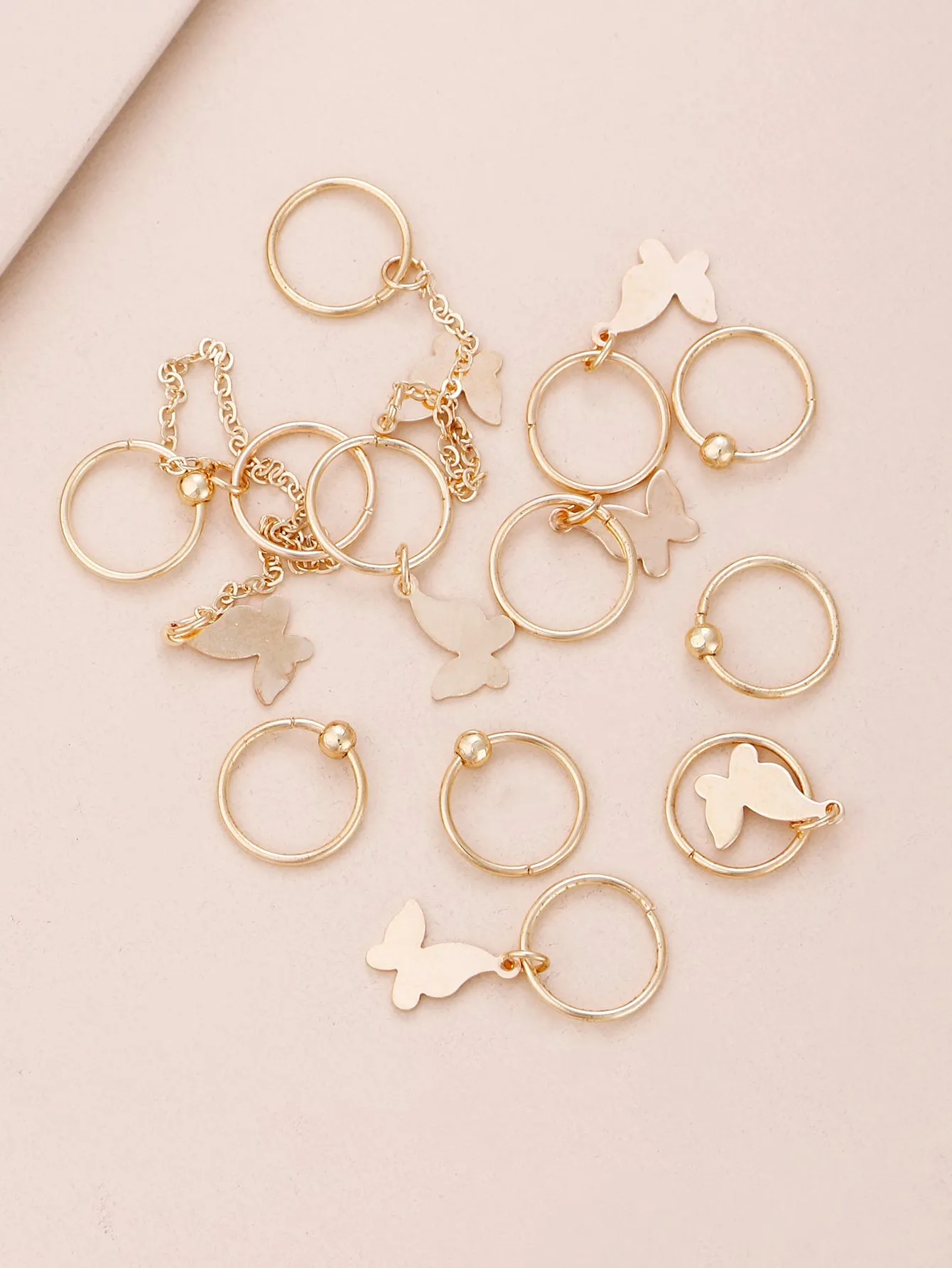 12pcs Butterfly Decor Hair Ring