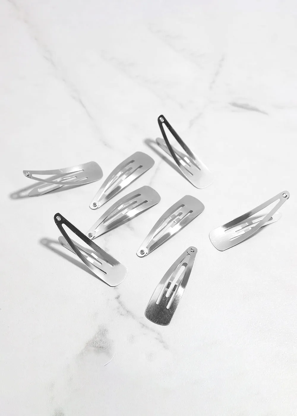 12pcs Silver Snap Hair Clip