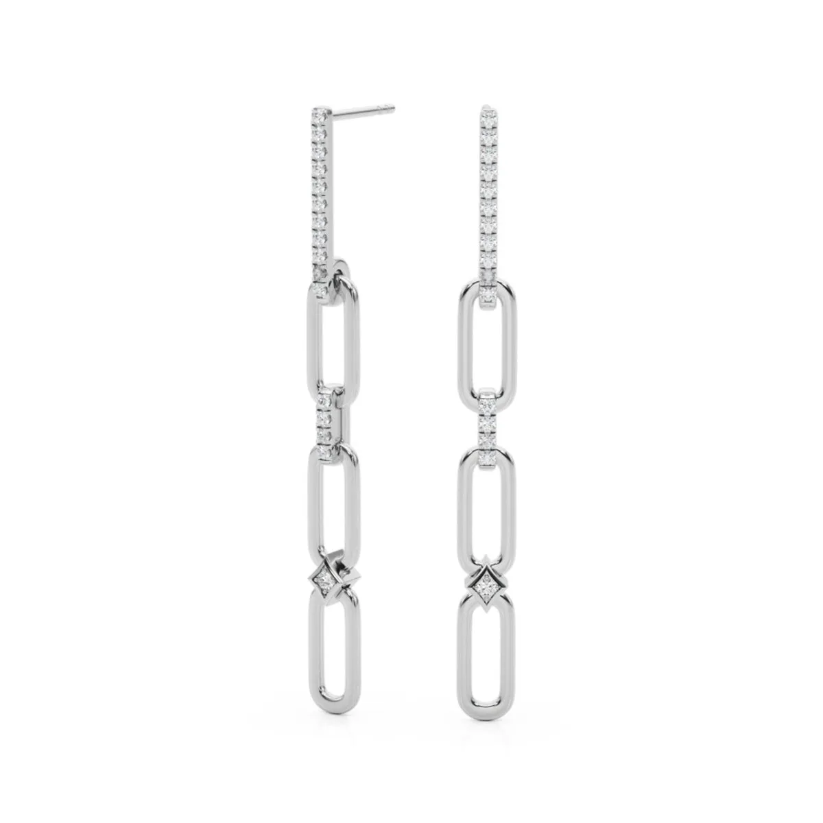 1/4 Ctw Diamond Dangle Earrings In 14K White Gold