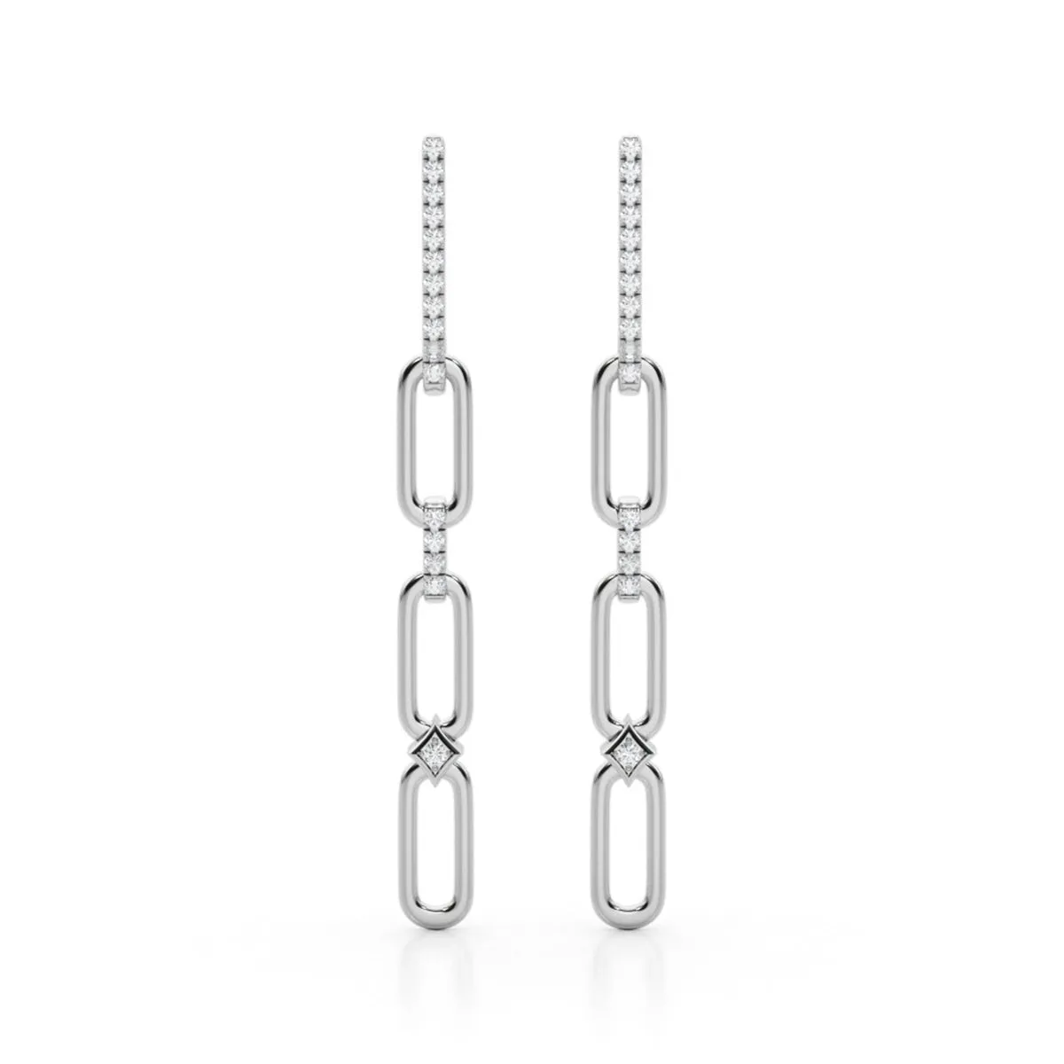 1/4 Ctw Diamond Dangle Earrings In 14K White Gold