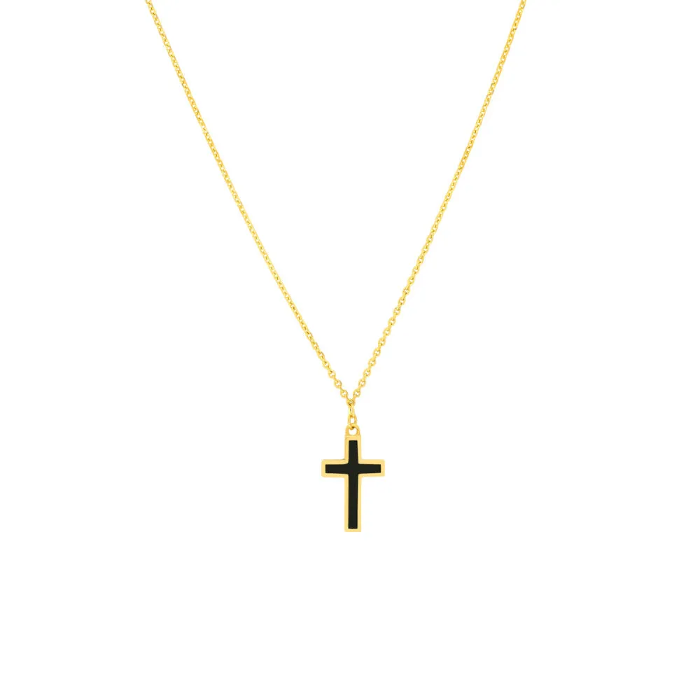 14k Enamel Cross Pendant Necklace