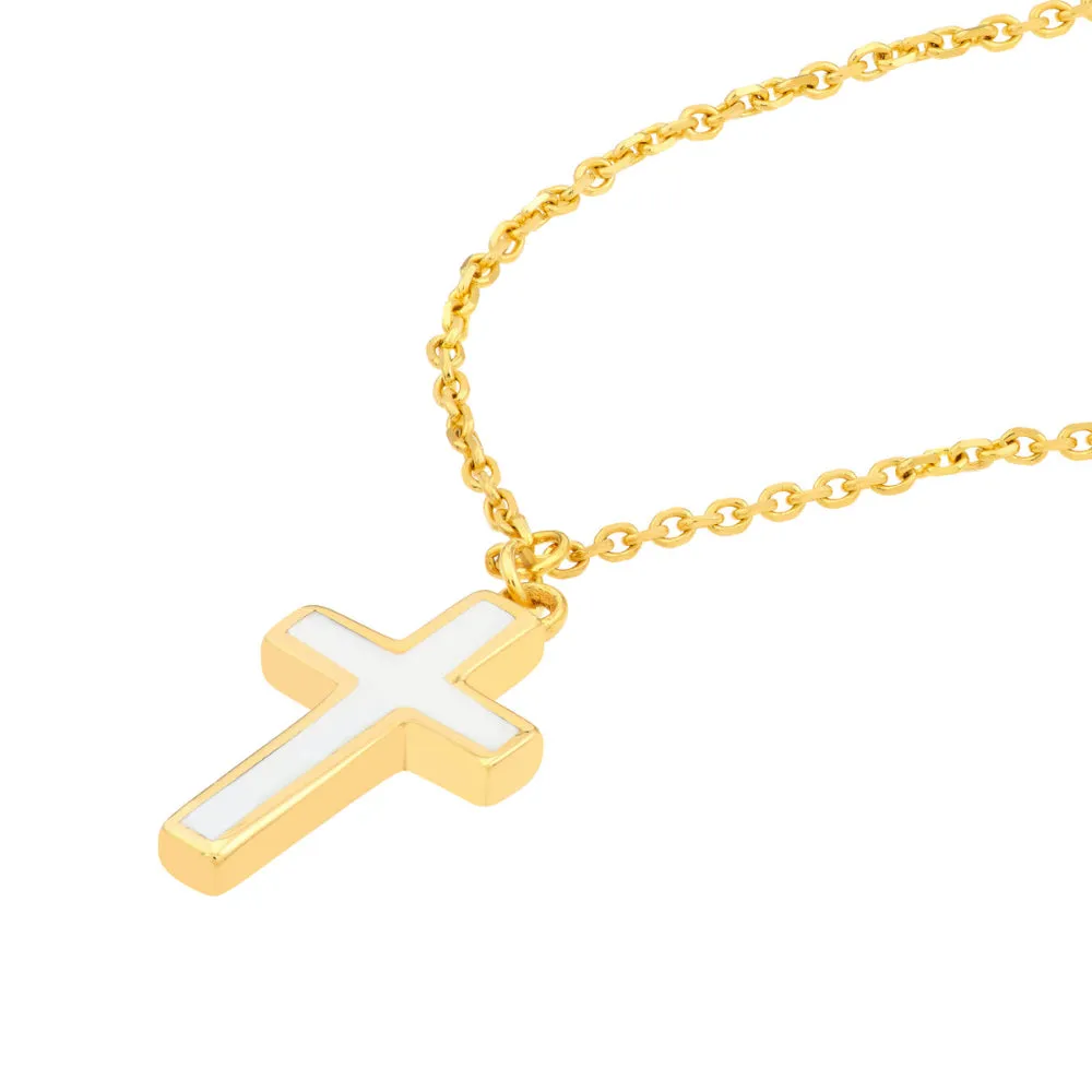 14k Enamel Cross Pendant Necklace