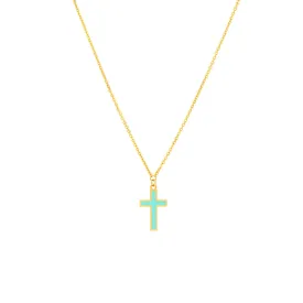 14k Enamel Cross Pendant Necklace