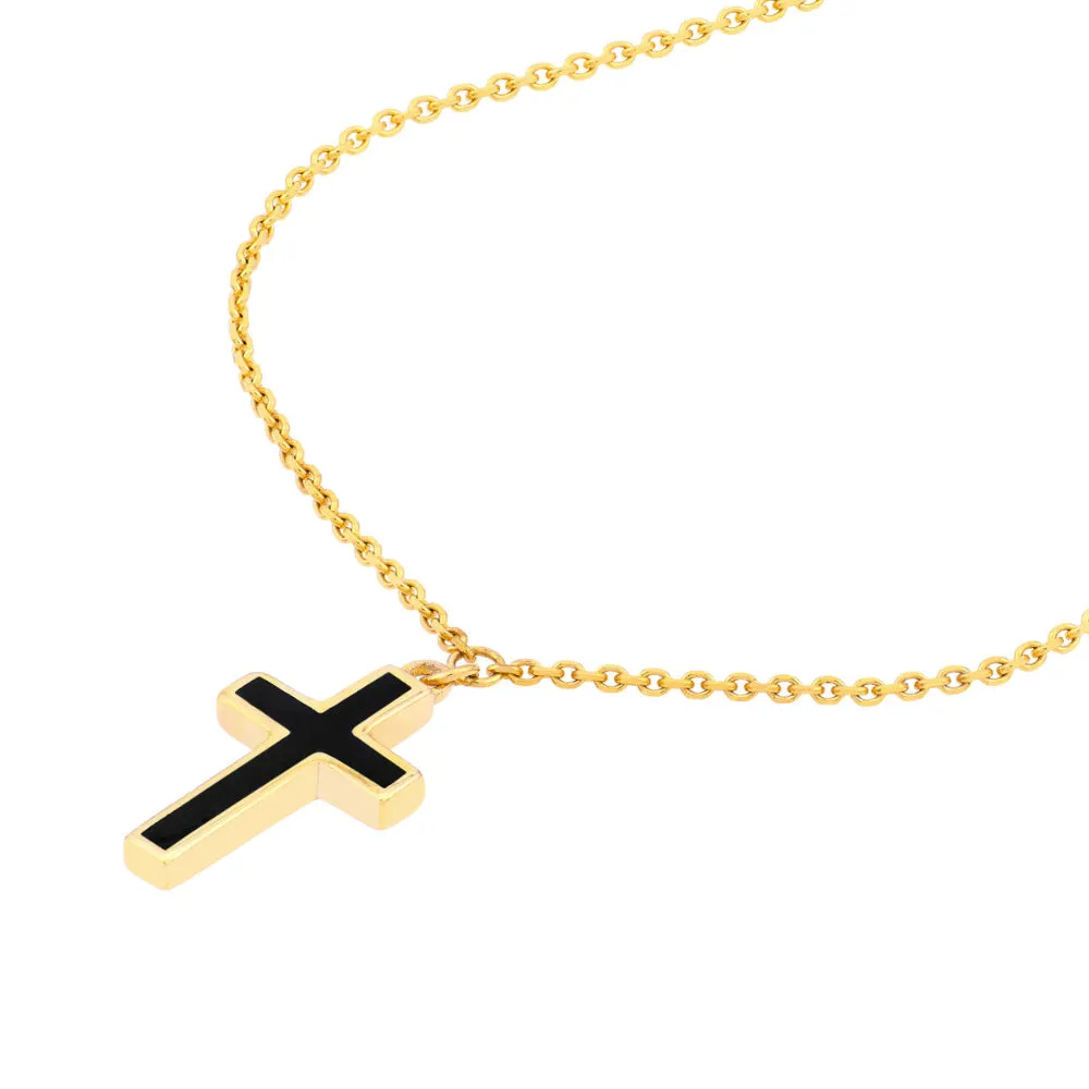 14k Enamel Cross Pendant Necklace