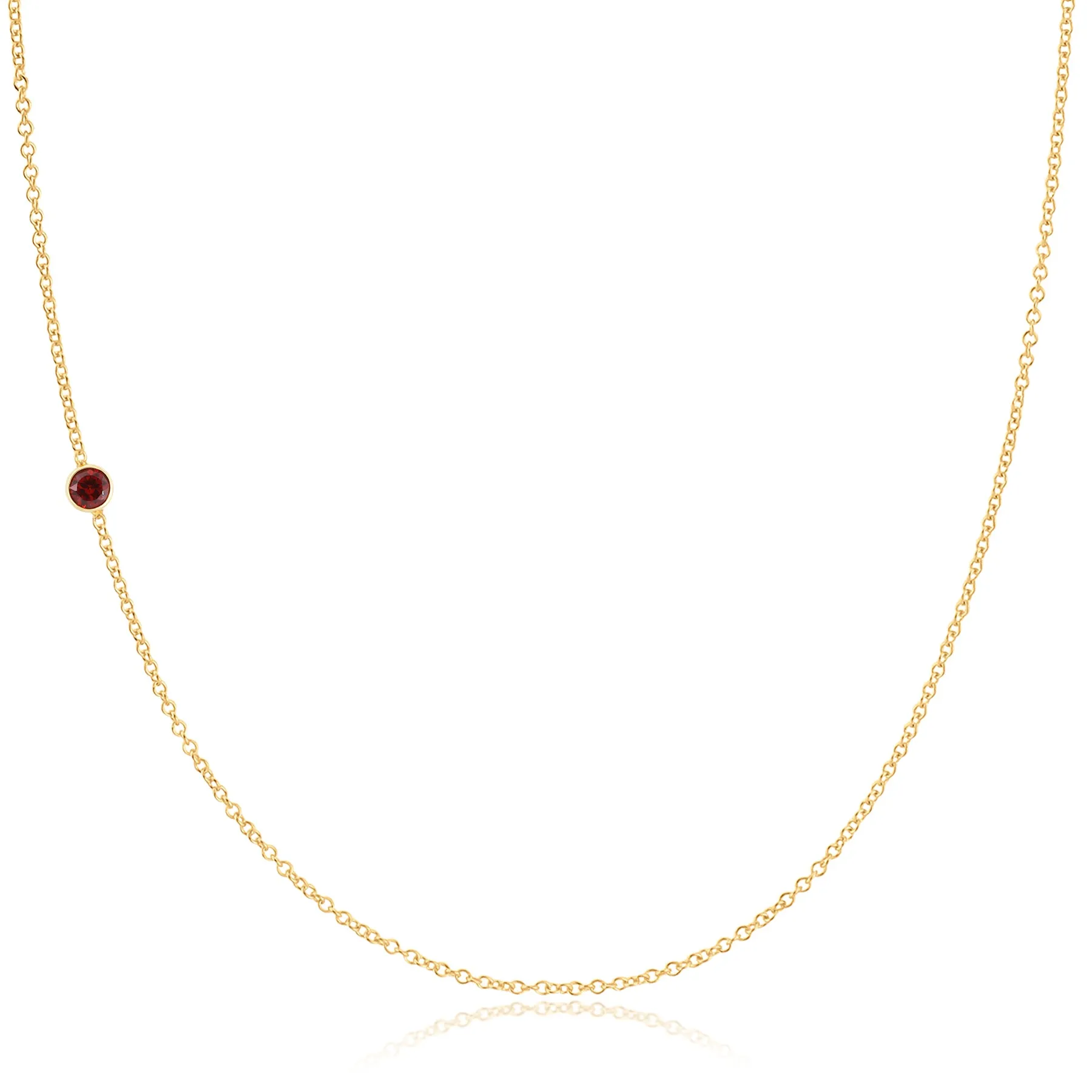 14K Gold Asymmetrical Birthstone Necklace - Garnet (January)