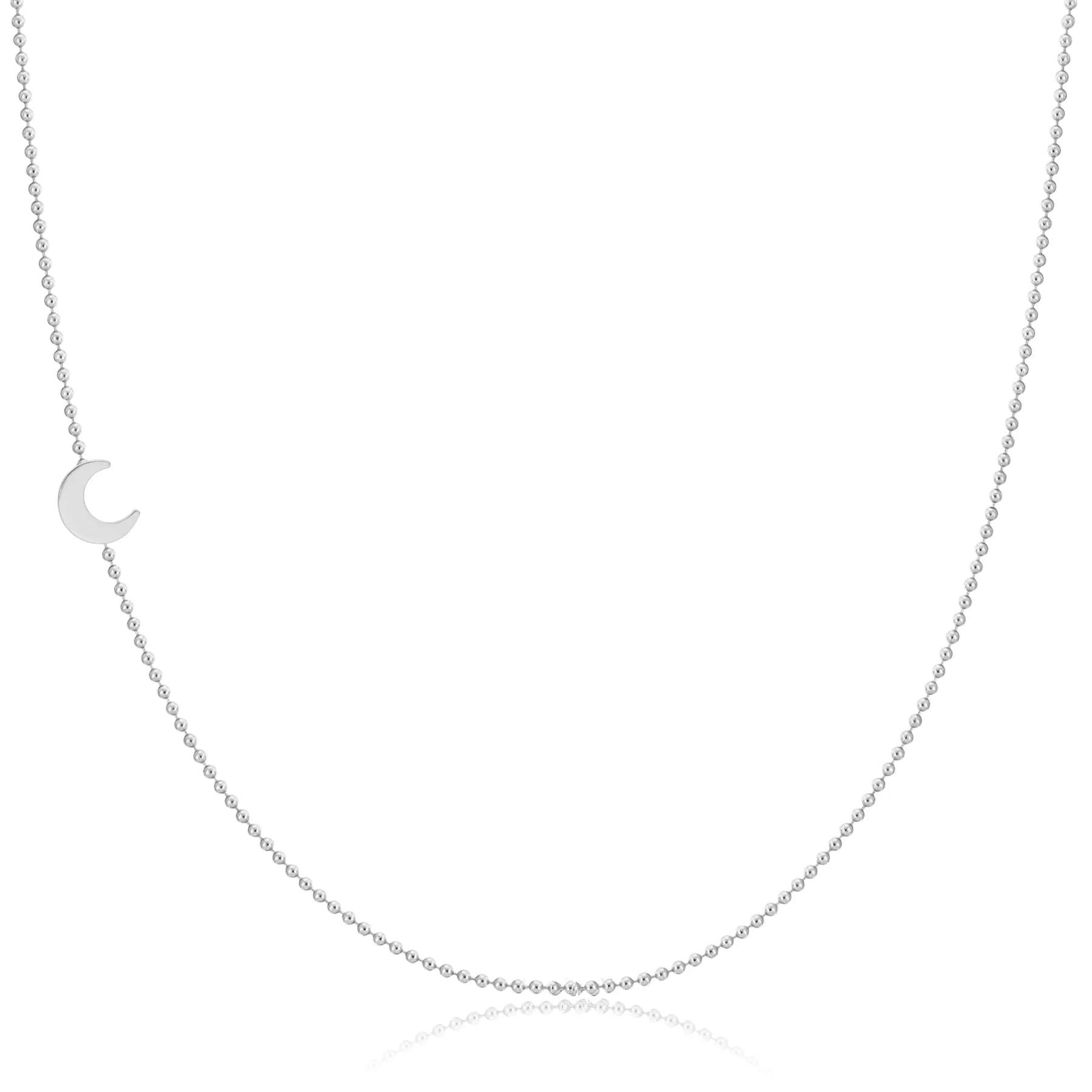 14K GOLD ASYMMETRICAL CHARM NECKLACE - Moon