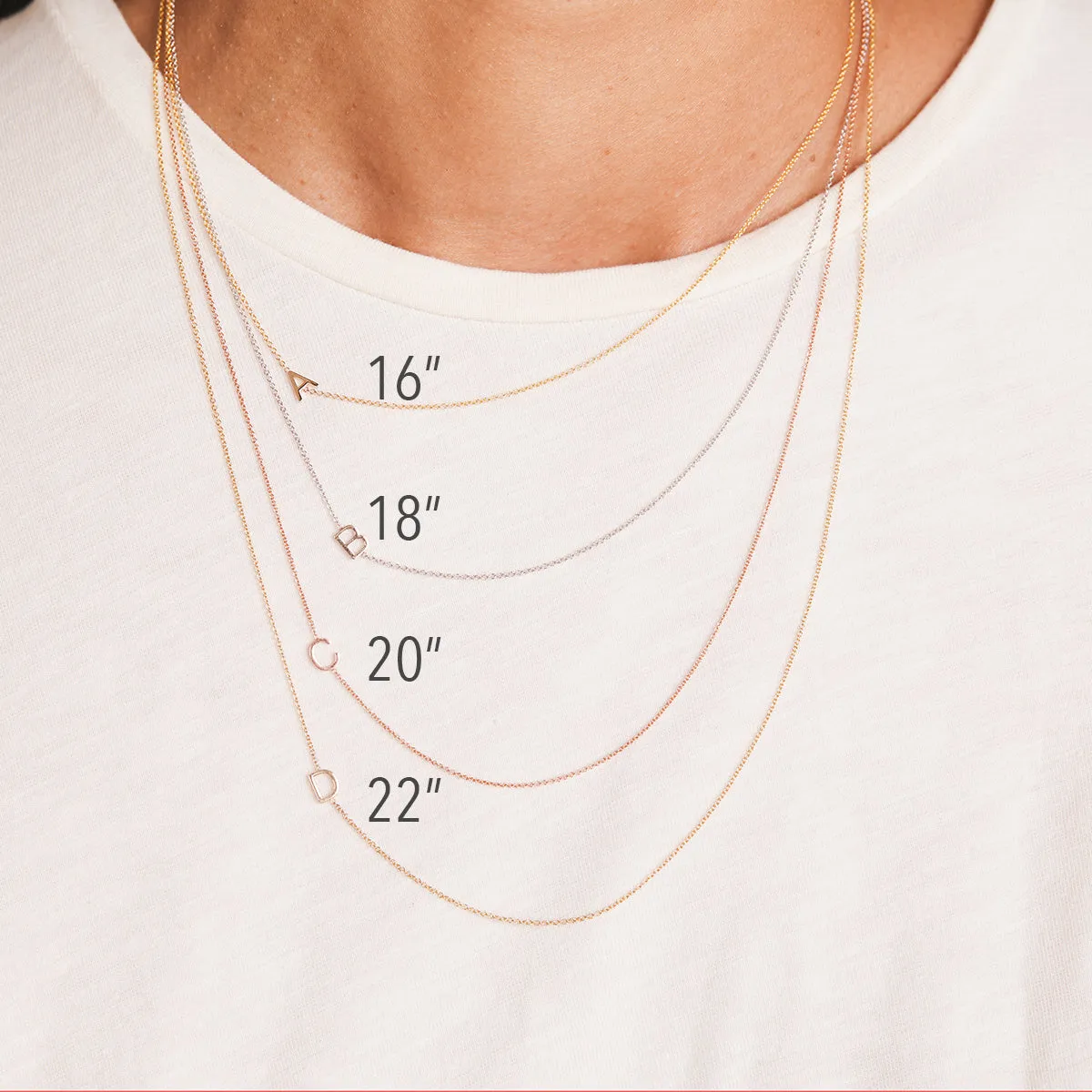 14K GOLD ASYMMETRICAL LETTER NECKLACE - E