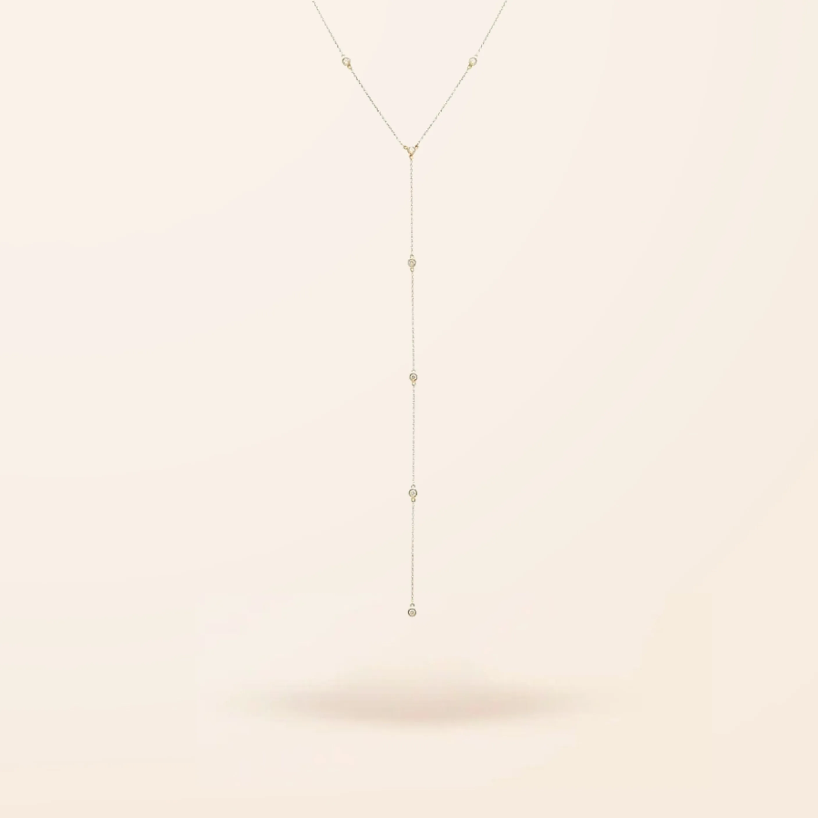 14K Gold Diamond Lariat Necklace