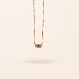 14K Gold Ultra Mini Diamond Evil Eye Necklace