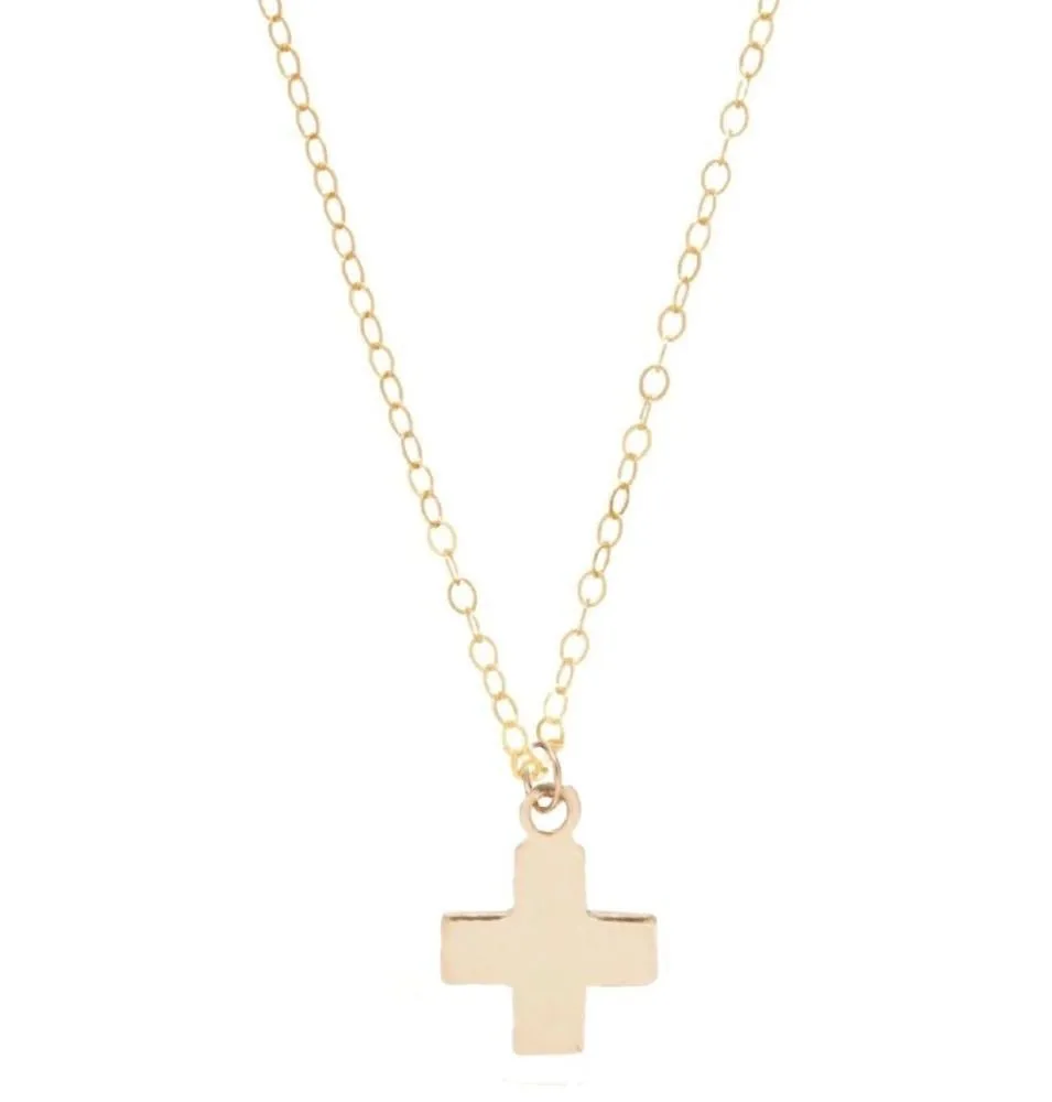 16" Signature Cross Gold Charm Necklace