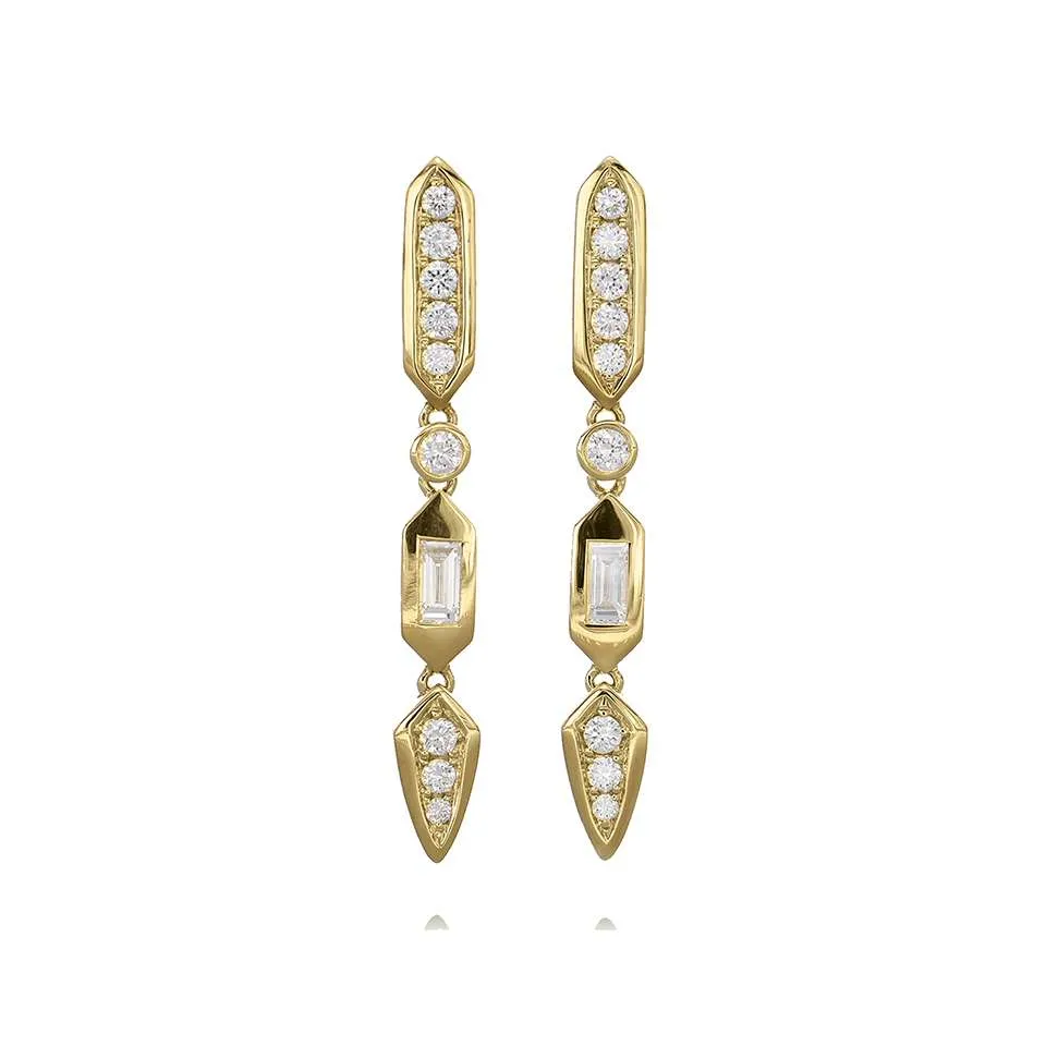 18ct Yellow Gold Diamond Drop Earrings