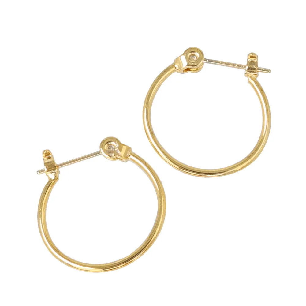 18K Gold Post Hoop Earrings