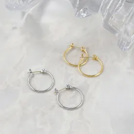 18K Gold Post Hoop Earrings