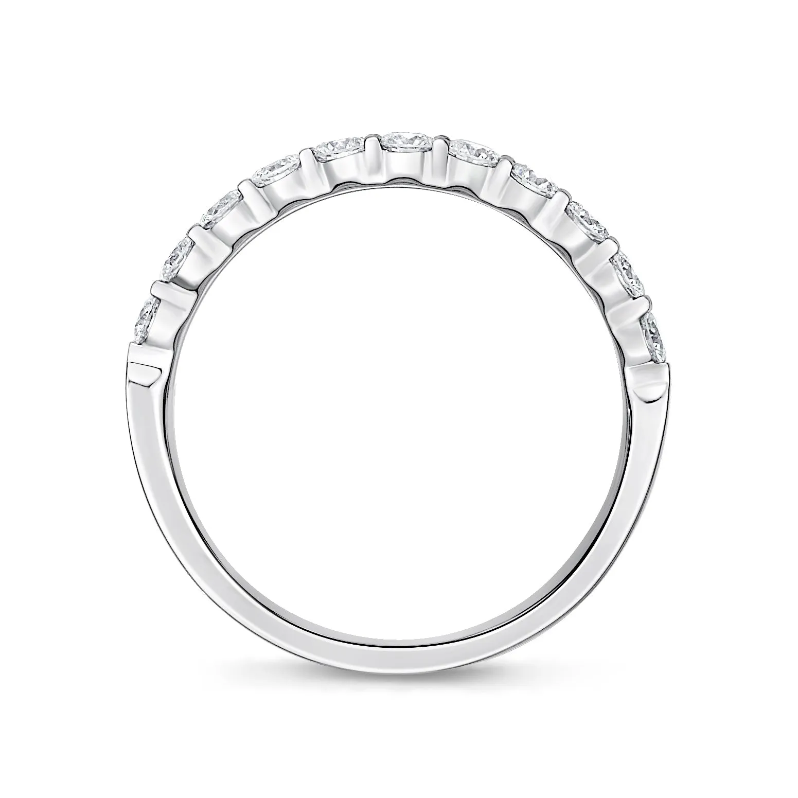 18K WHITE GOLD PETITE PRONG DIAMOND BAND .53CT