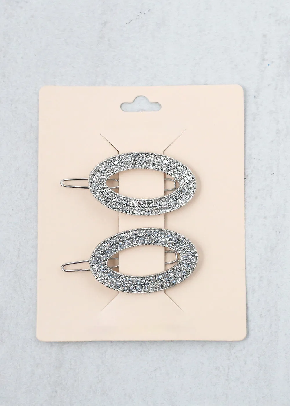 2-PC Oval Rhinestone Hair Clip