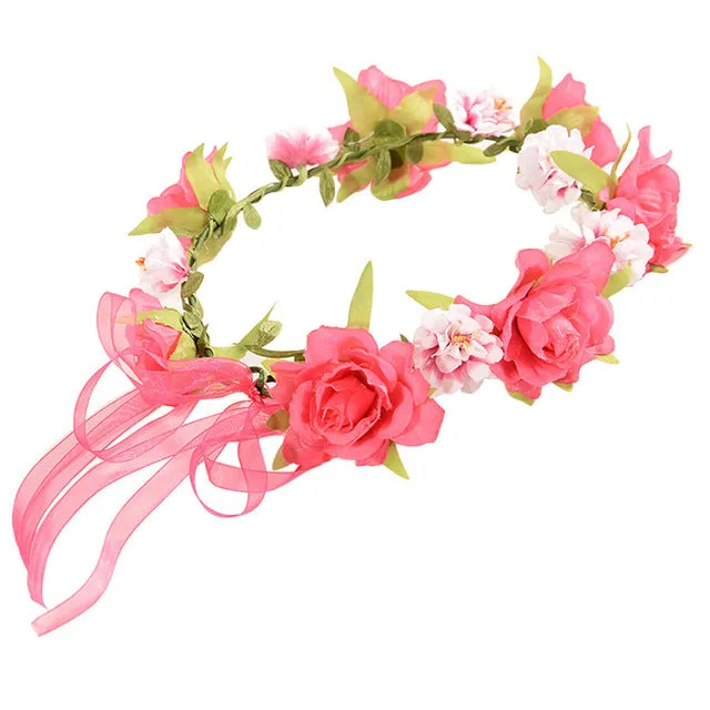 2017 kid Head Wreath For Girls Hair Headband Flower Crown Wedding Garland Forehead Hair accessories children Handmade band JY10A