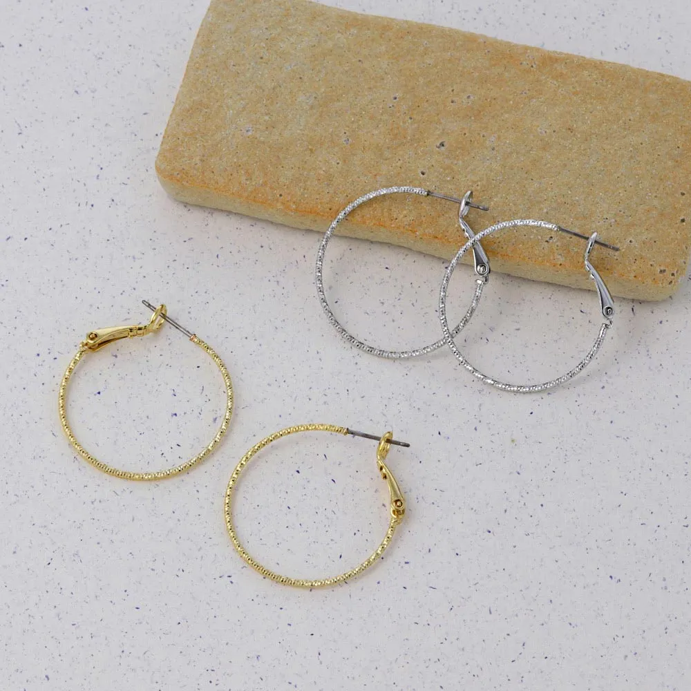 30mm Textured Hoop Earrings