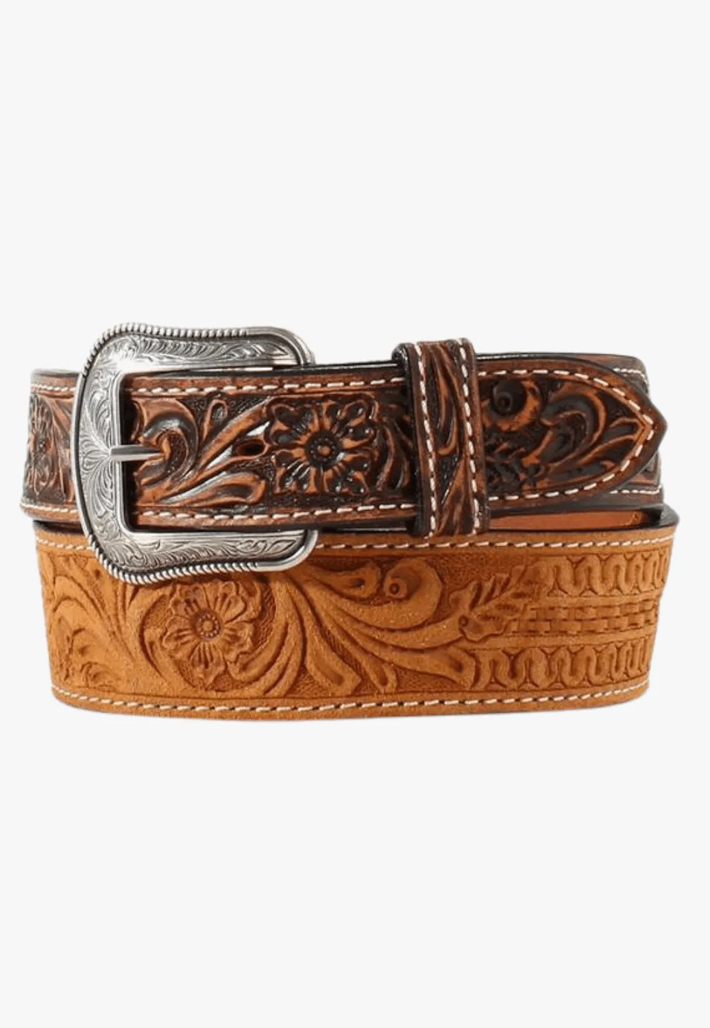 3D Mens Floral Tooled Belt