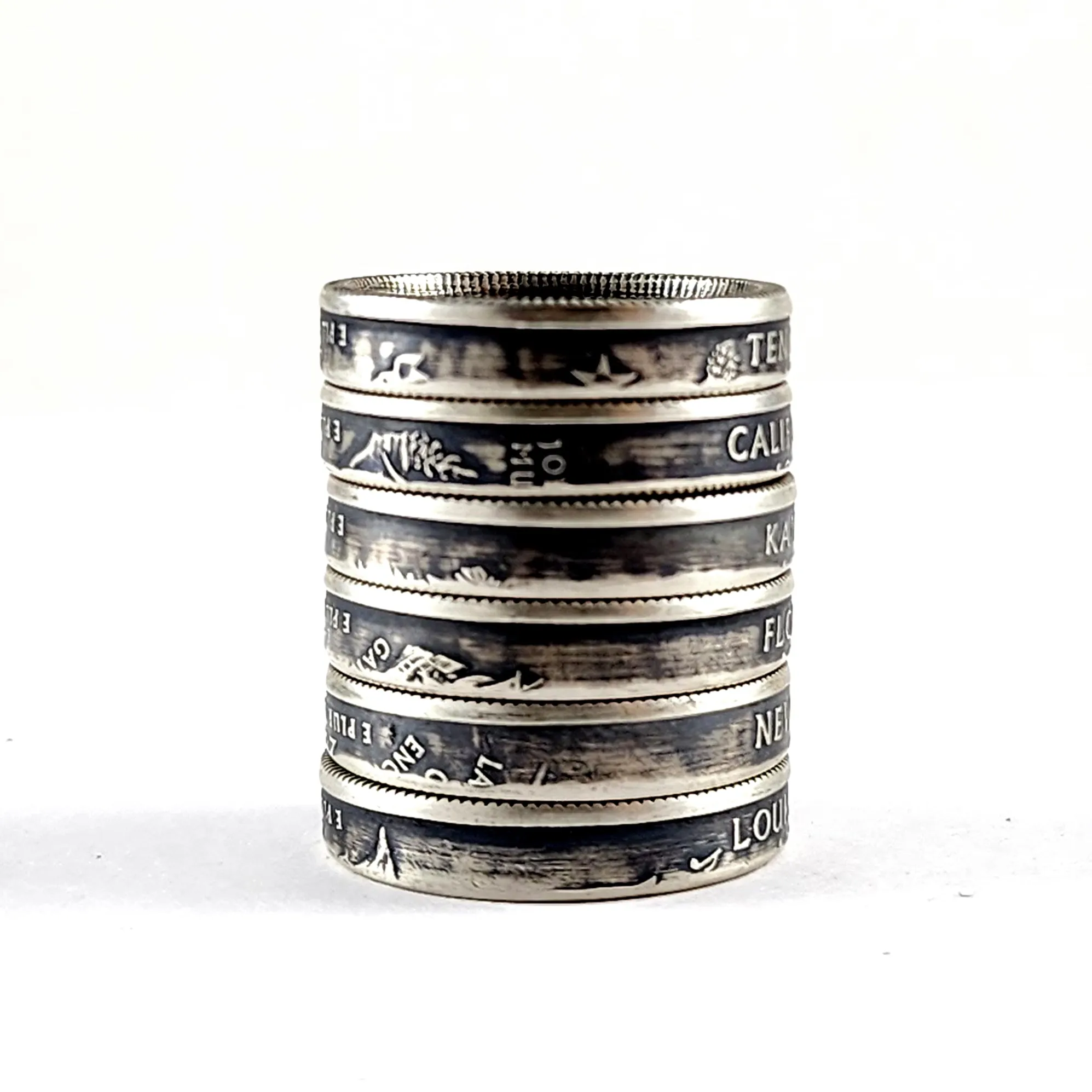 90% 1999-2008 Silver State Quarter Stacking Coin Ring - Wholesale