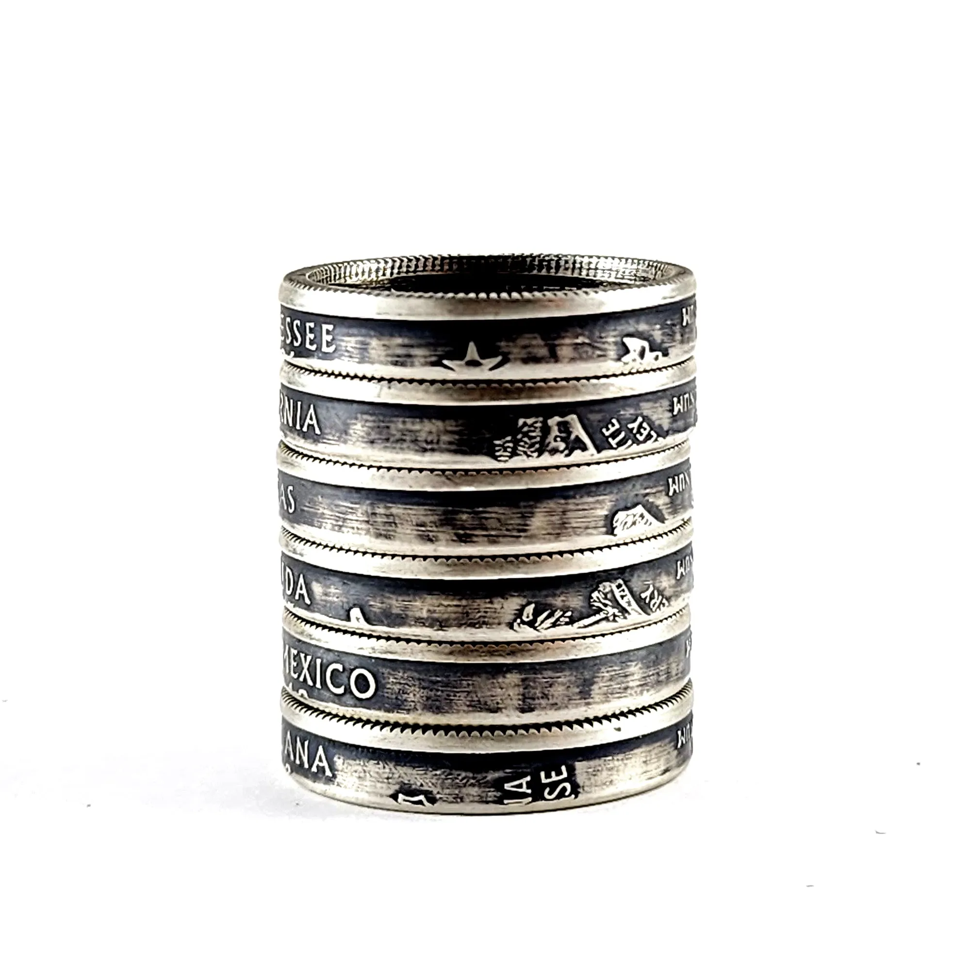 90% 1999-2008 Silver State Quarter Stacking Coin Ring - Wholesale