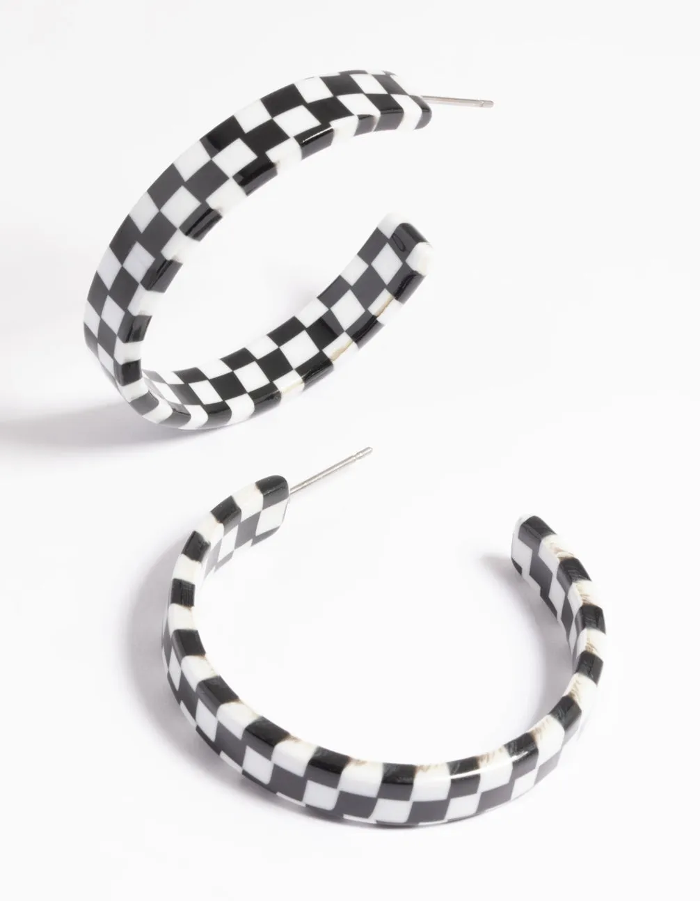 90s Black & White Checked Hoop Earrings