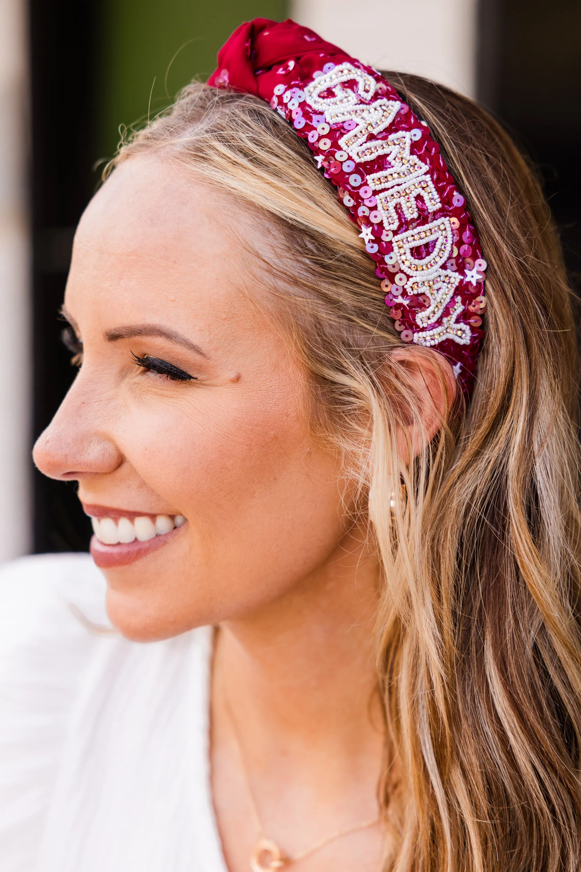 A Win Is A Win Headband, Burgundy-White