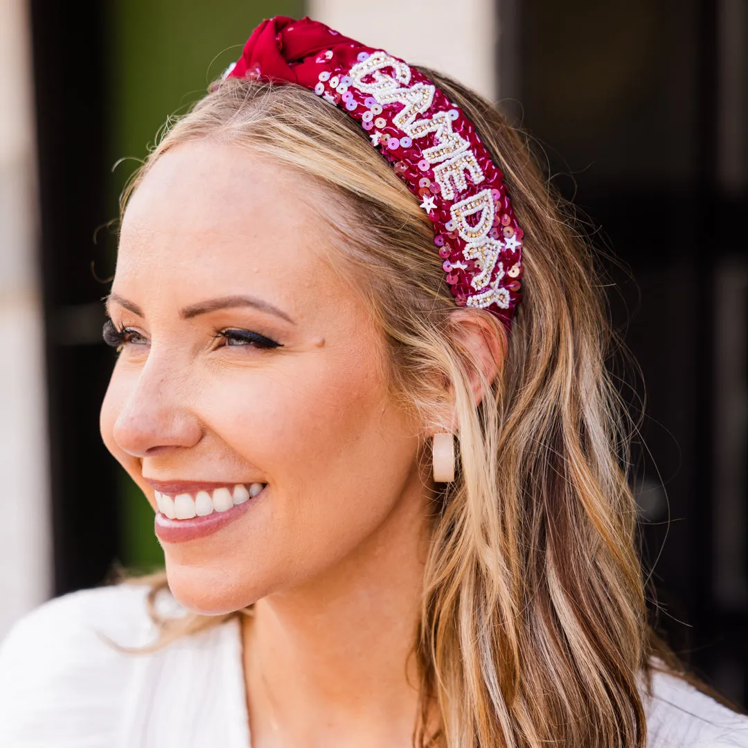 A Win Is A Win Headband, Burgundy-White