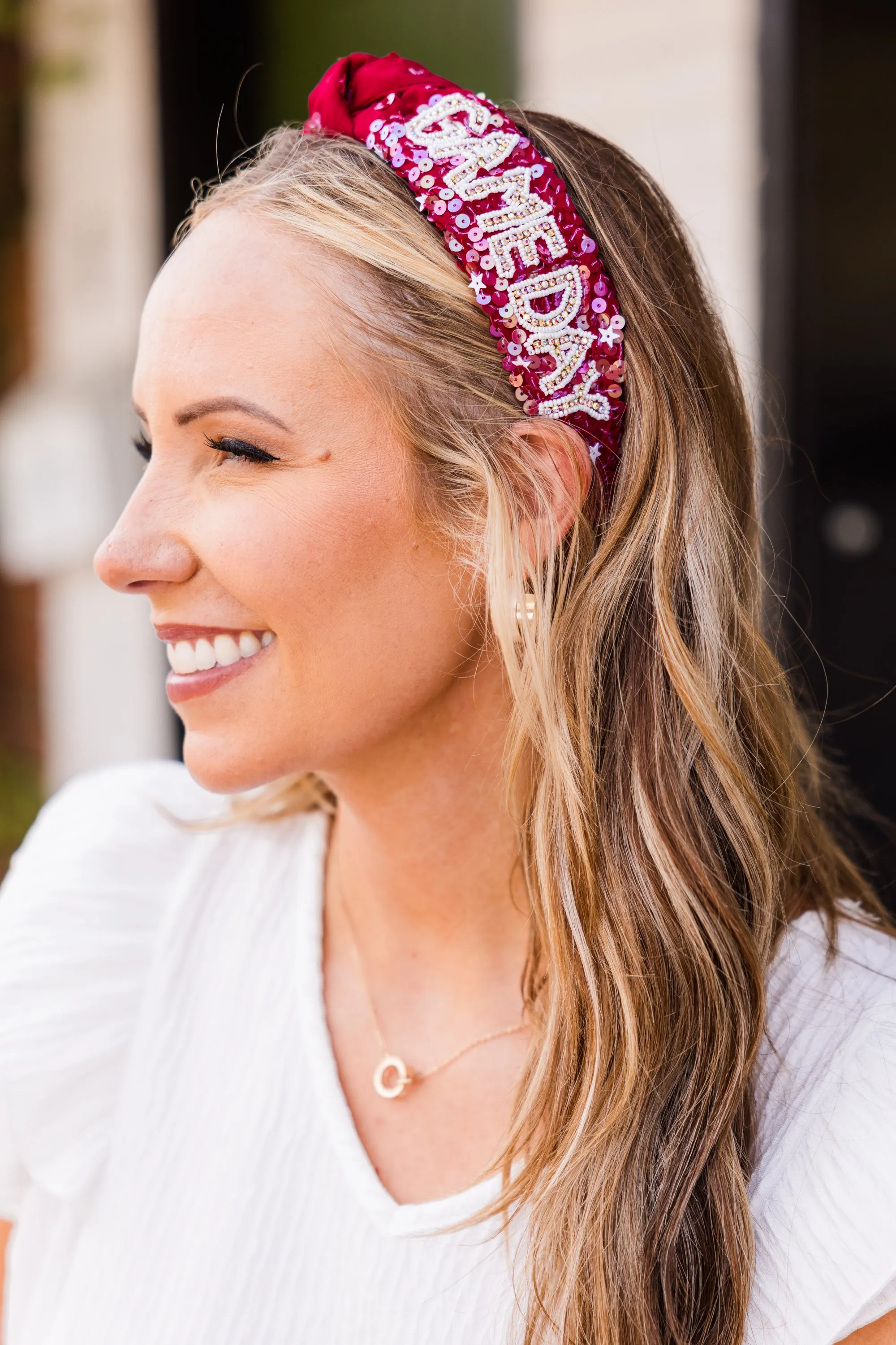 A Win Is A Win Headband, Burgundy-White