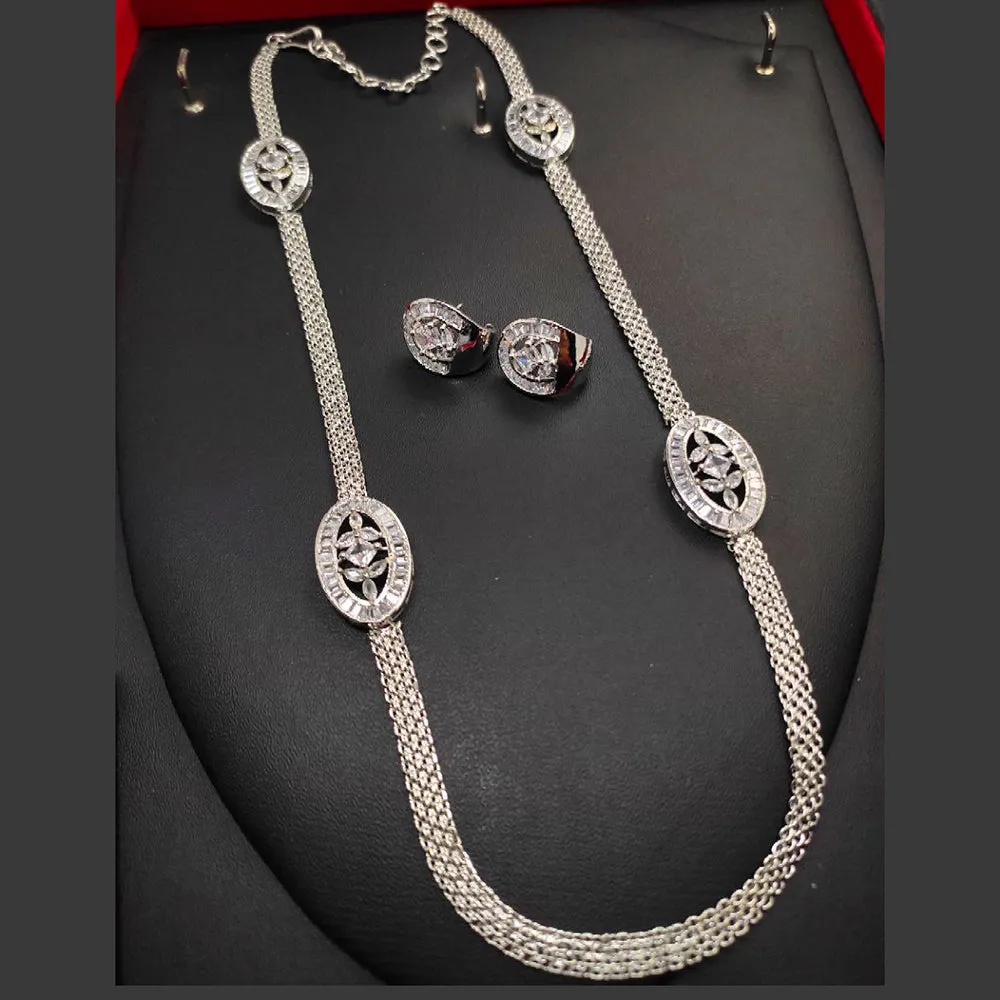 Aamrapali Silver Plated  AD Necklace Set