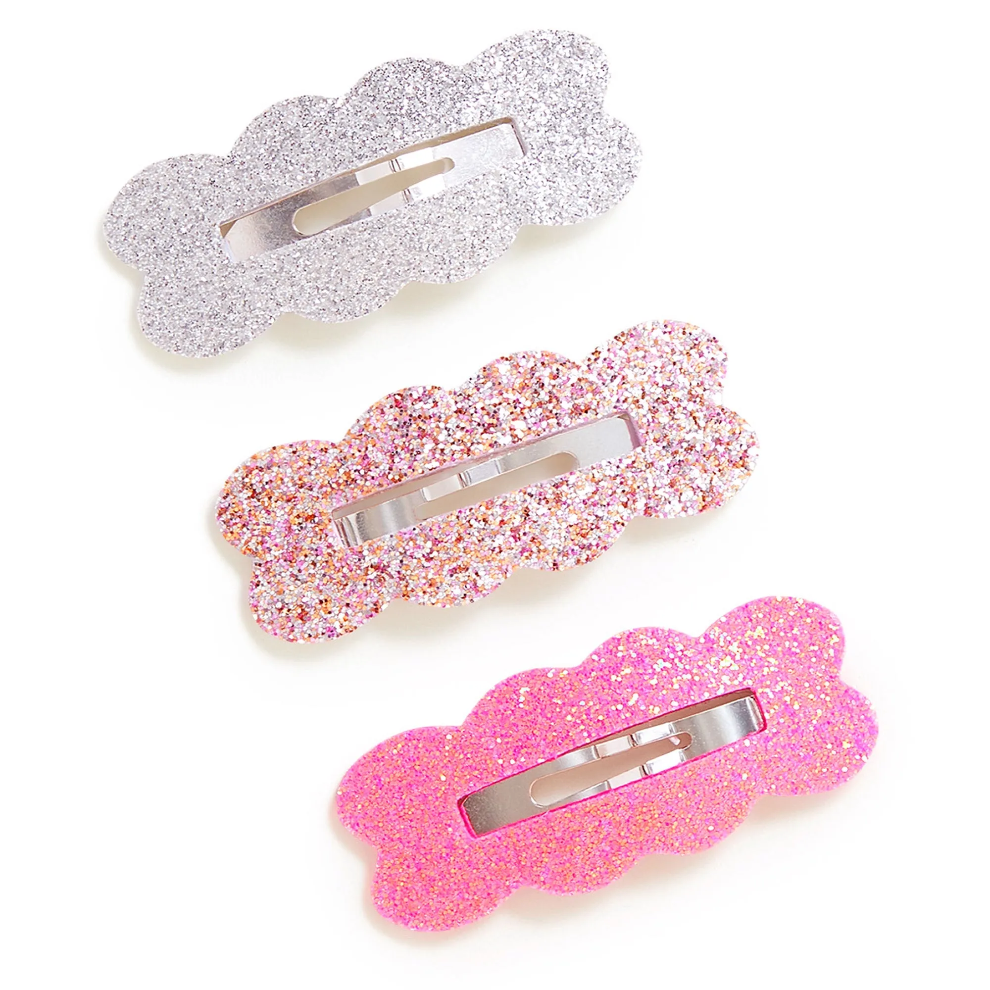 Accessorize London Girl's  Glitter Scallop Hair Clips Set Of Three