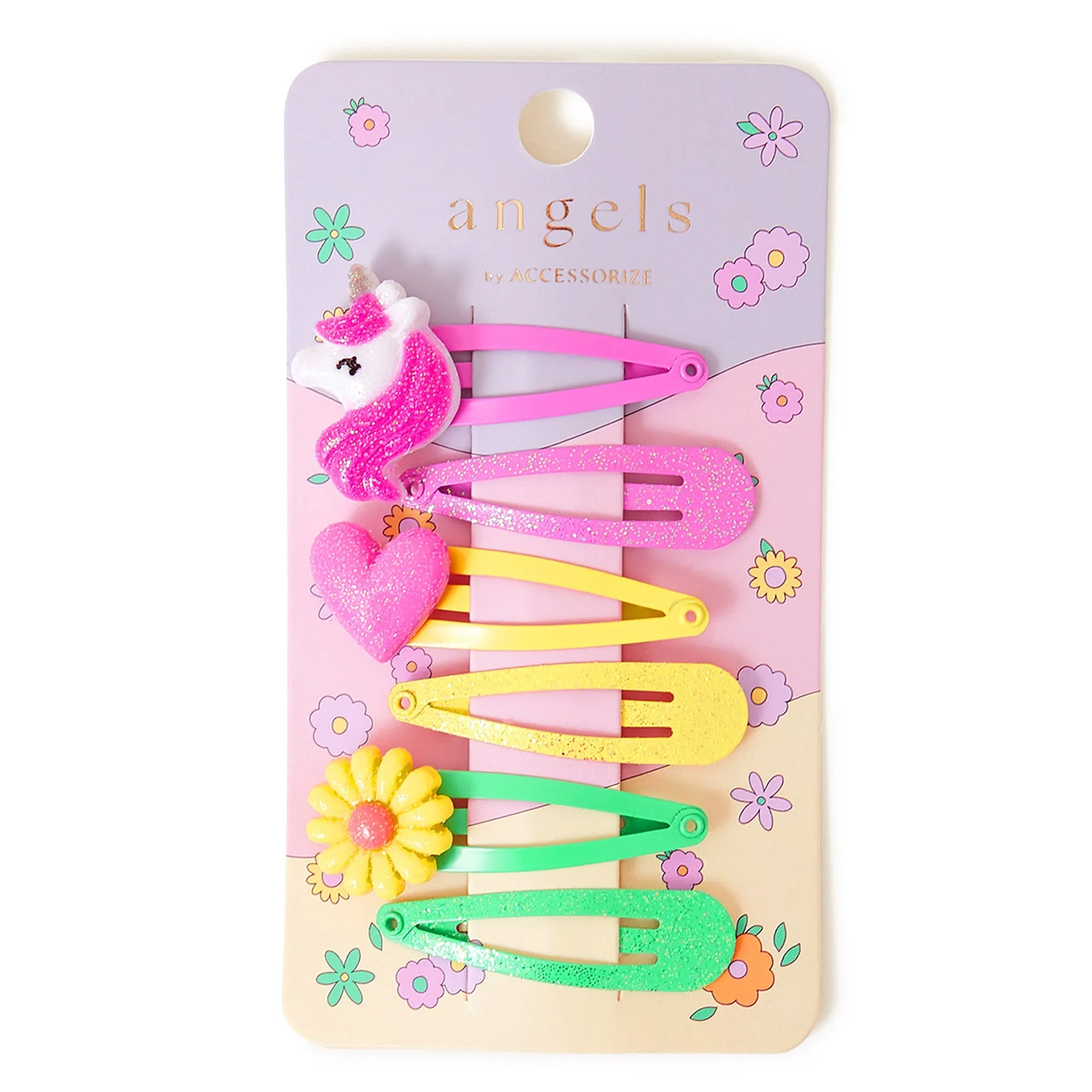 Accessorize London Girl's  Unicorn Hair Clips 6 Pack