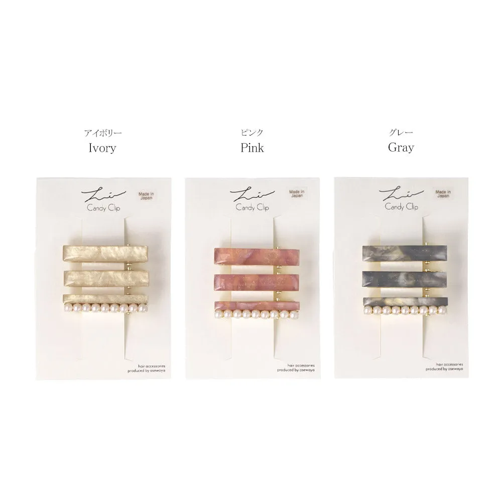 Acrylic Marble Rectangle Pinch Clip Set