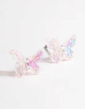 Acrylic Pink Candy Butterfly Stud Earrings