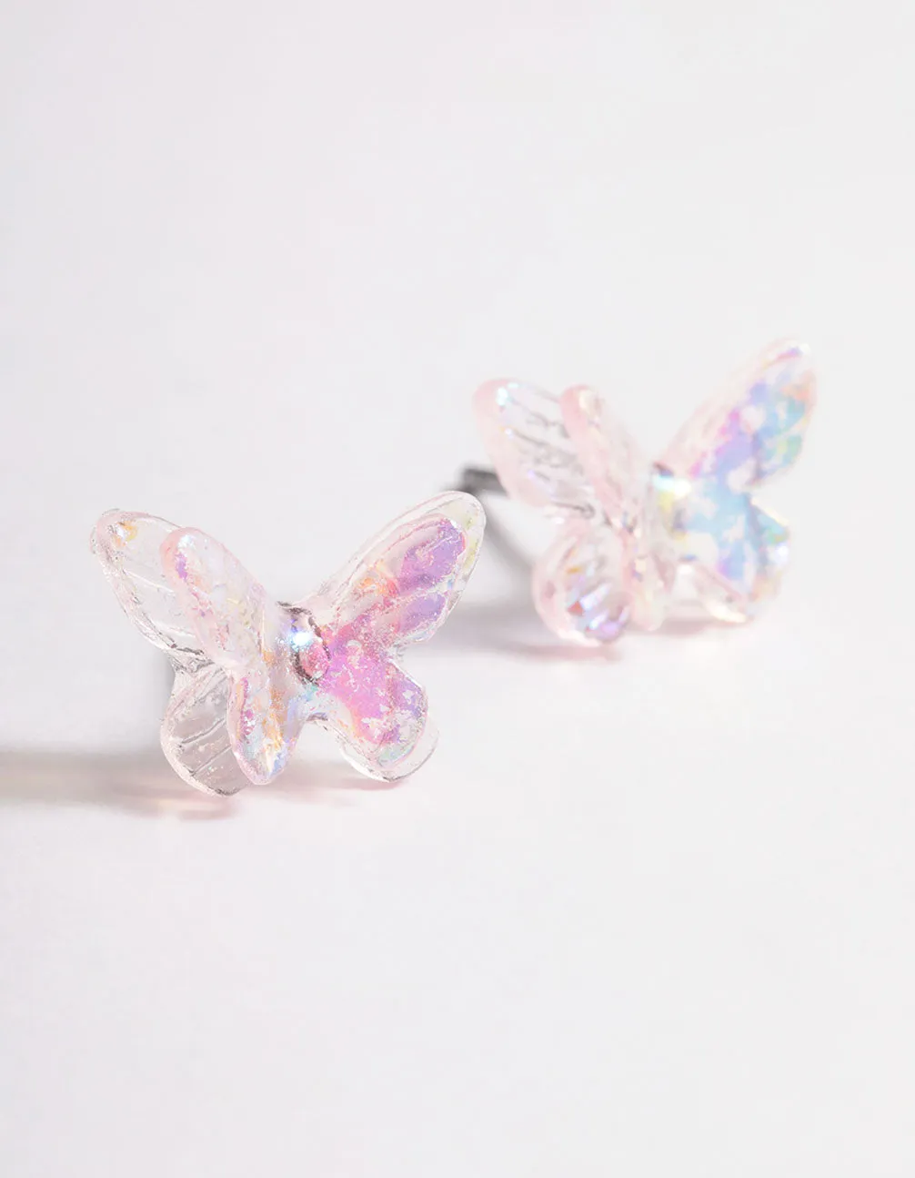 Acrylic Pink Candy Butterfly Stud Earrings