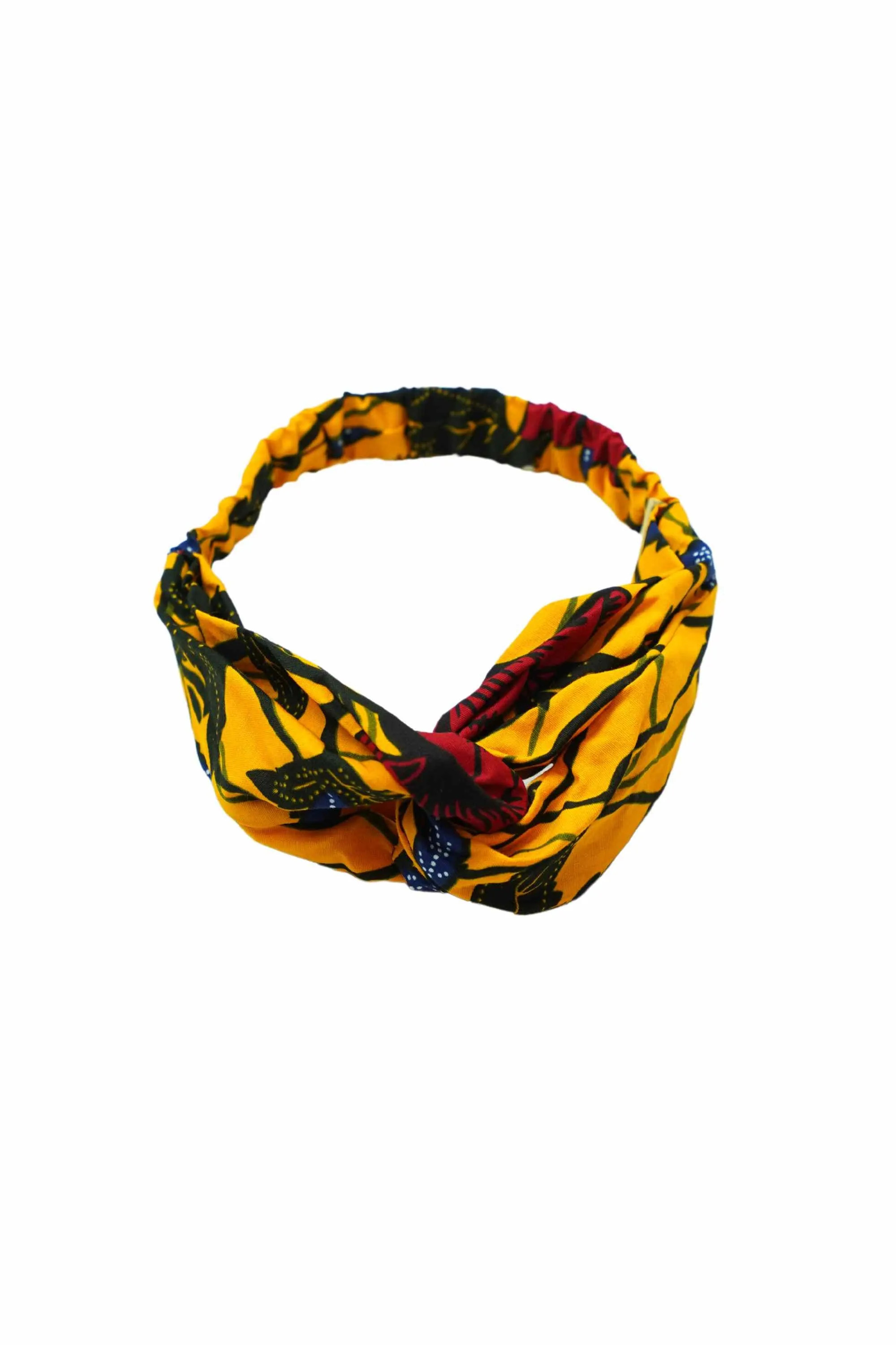 Ajaka Turban Headband Yellow and Red African Ankara Wax Cotton Print