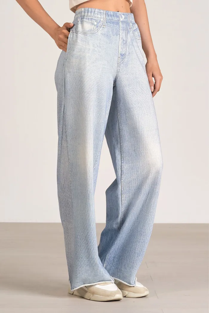 Amber Denim Sweatpants with Ribbed Cuffs