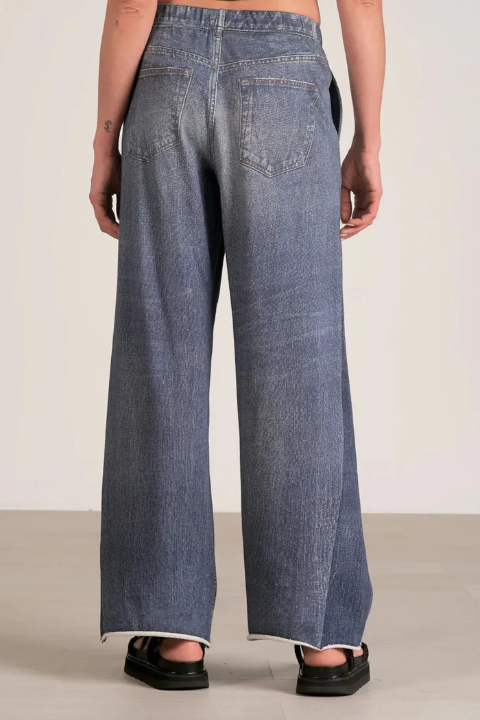 Amber Denim Sweatpants with Ribbed Cuffs