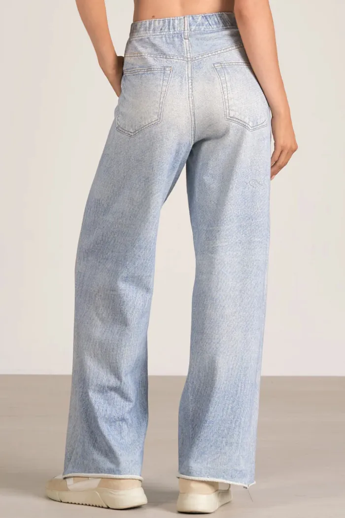 Amber Denim Sweatpants with Ribbed Cuffs