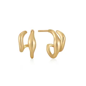 Ania Haie Gold Wave Double Hoop Stud Earrings E044-04G