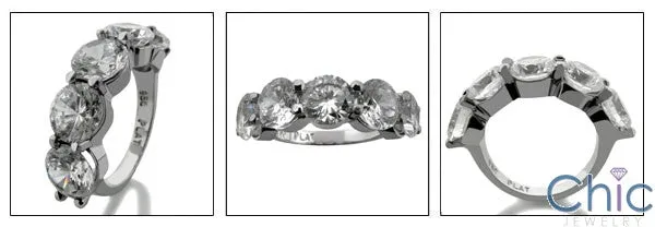 Anniversary 0.75 Round 5 Stone Share Prong Cubic Zirconia Cz Ring