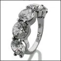 Anniversary 0.75 Round 5 Stone Share Prong Cubic Zirconia Cz Ring