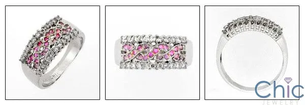 Anniversary Pink Ct Diaamond Pave Set Cubic Zirconia Cz Ring