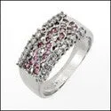 Anniversary Pink Ct Diaamond Pave Set Cubic Zirconia Cz Ring