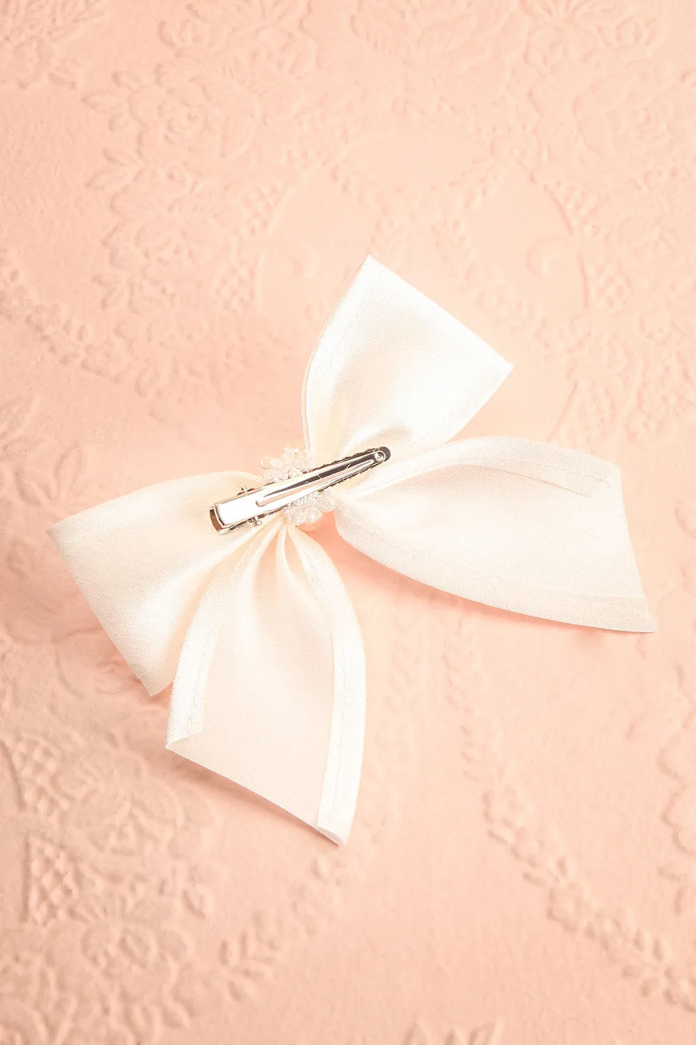 Antimony | White Bow Hair Clip w/ Pearls