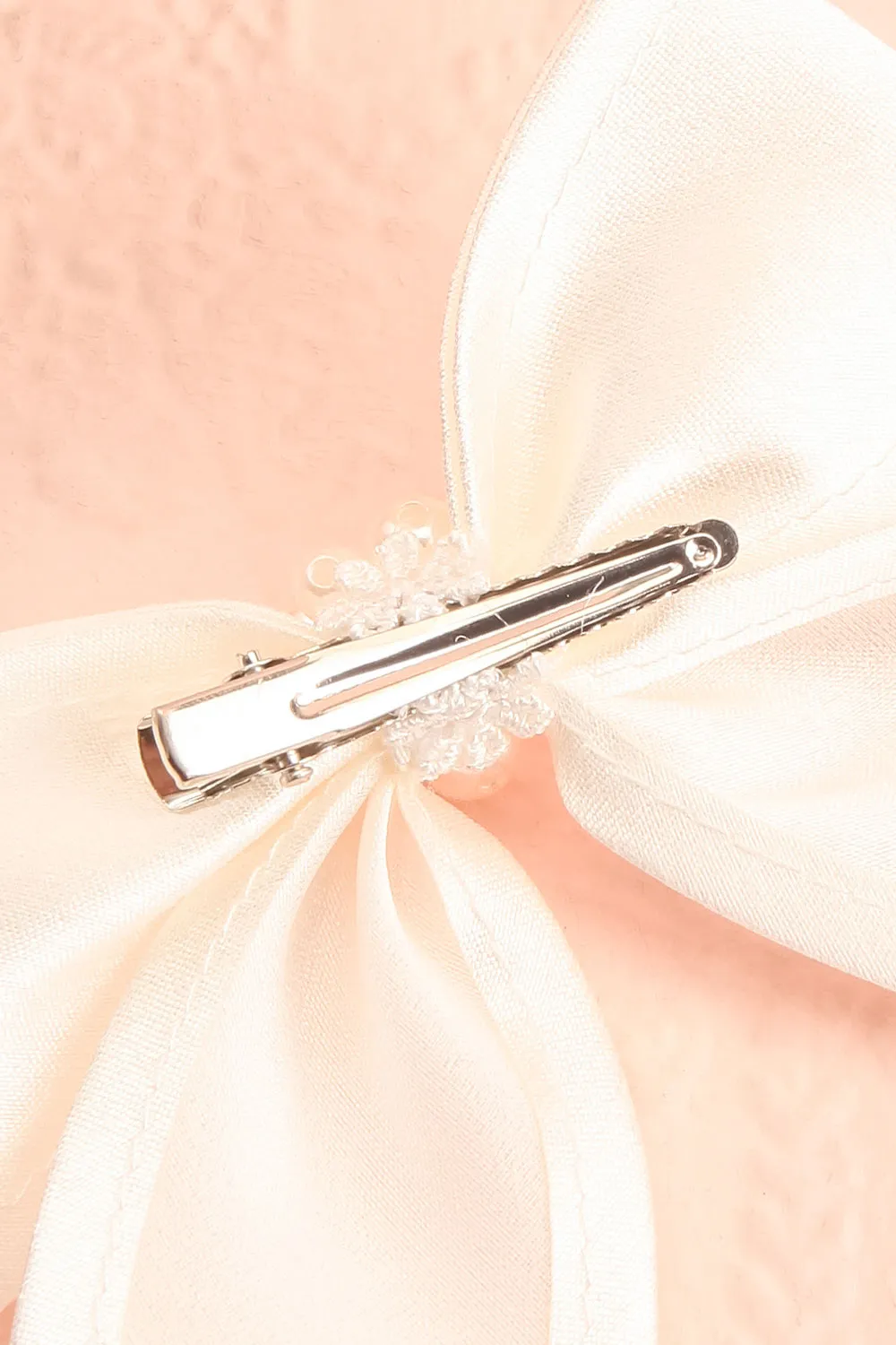 Antimony | White Bow Hair Clip w/ Pearls