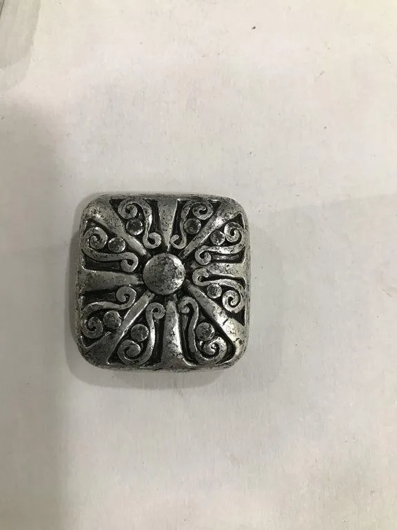 Antique Silver Square Designer Plastic Beads