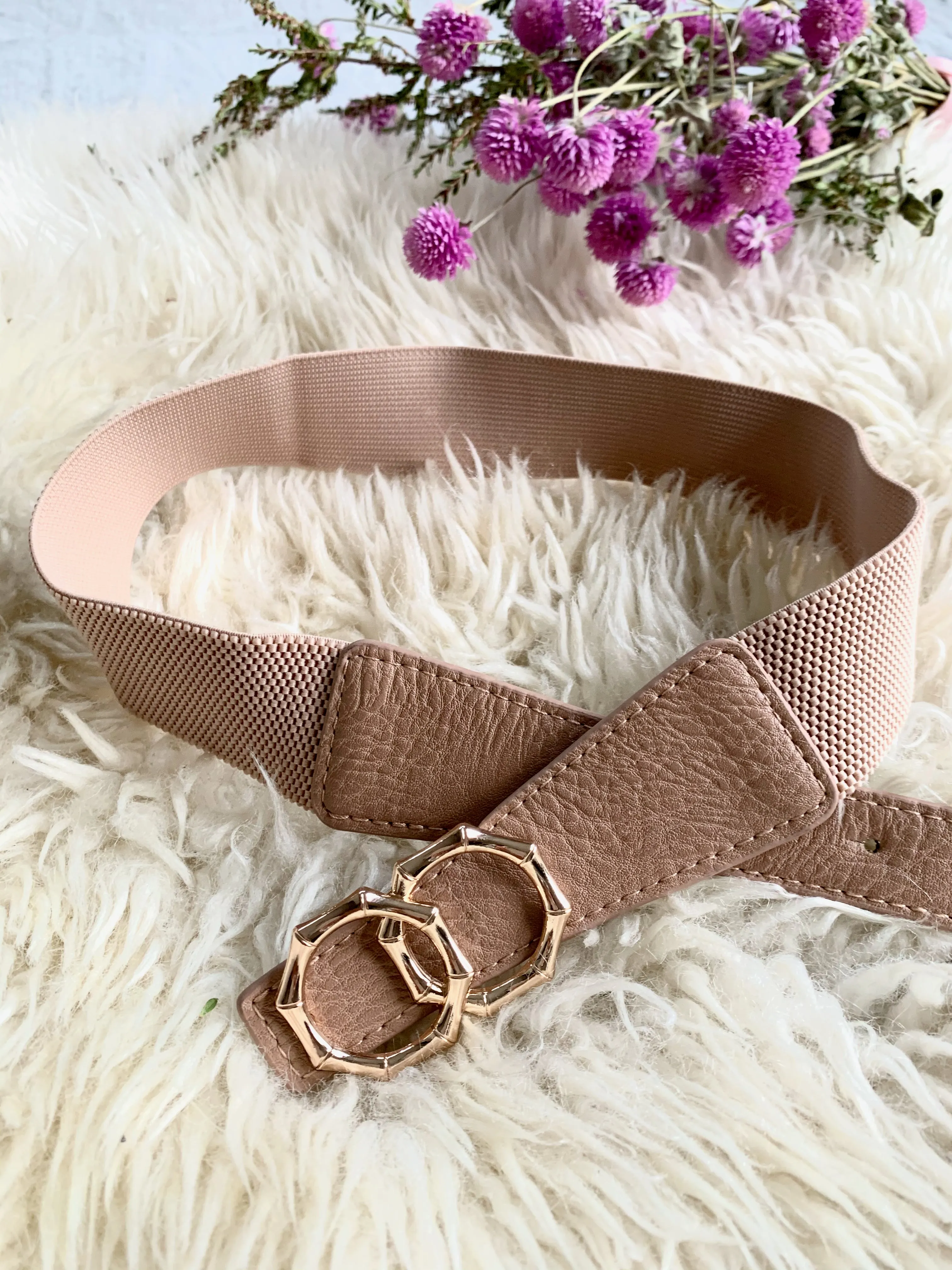 Arianna Stretch belt - Beige/Pink